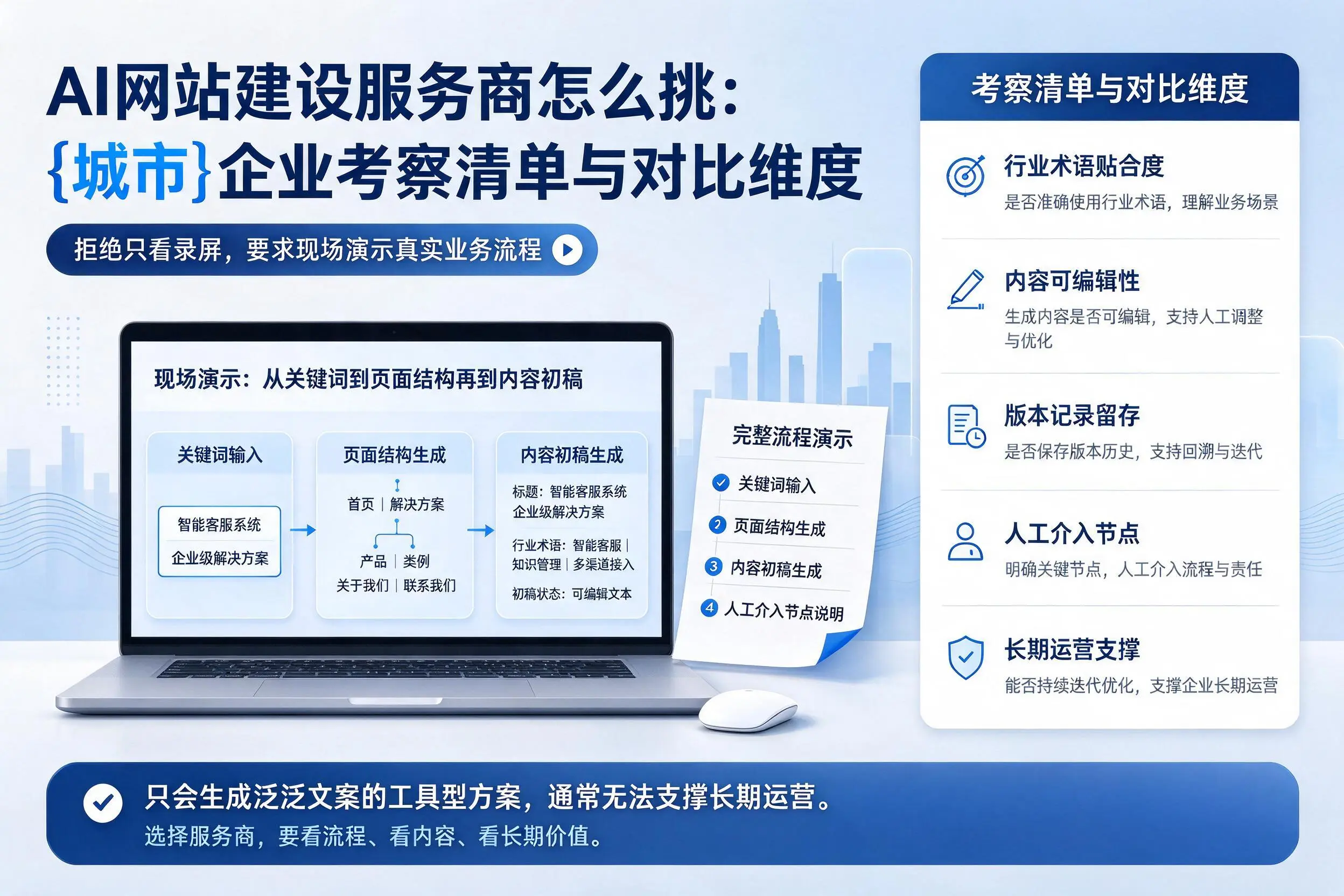 AI网站建设服务商怎么挑:钦州企业考察清单与对比维度